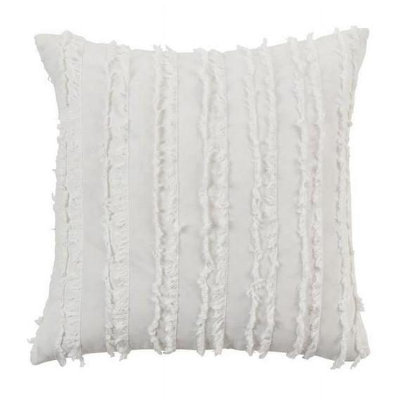 Saro Isla Collection Fringed Cotton Blend Throw Pillow