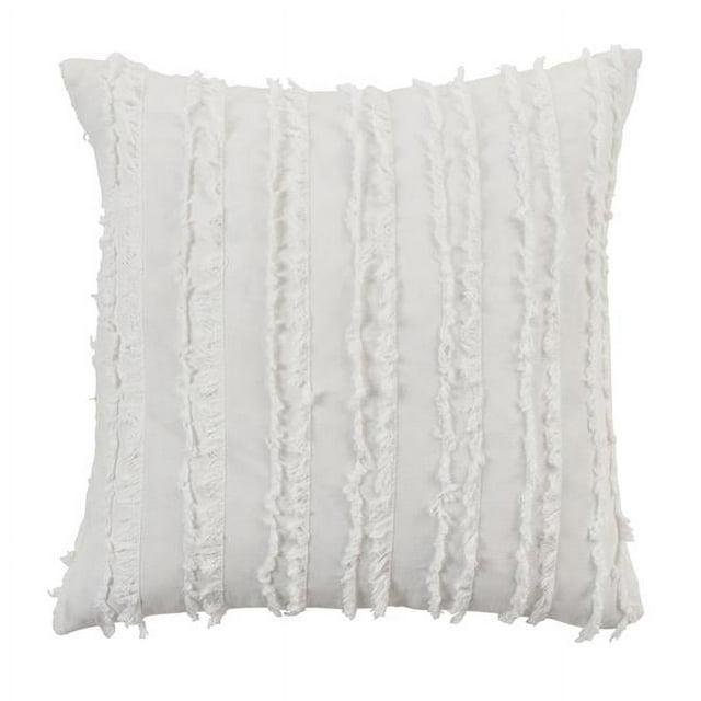 Saro Isla Collection Fringed Cotton Blend Throw Pillow