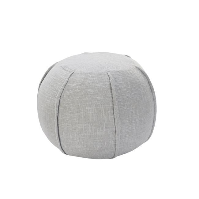 18-Inch Gray Cotton Round Pouf Ottoman