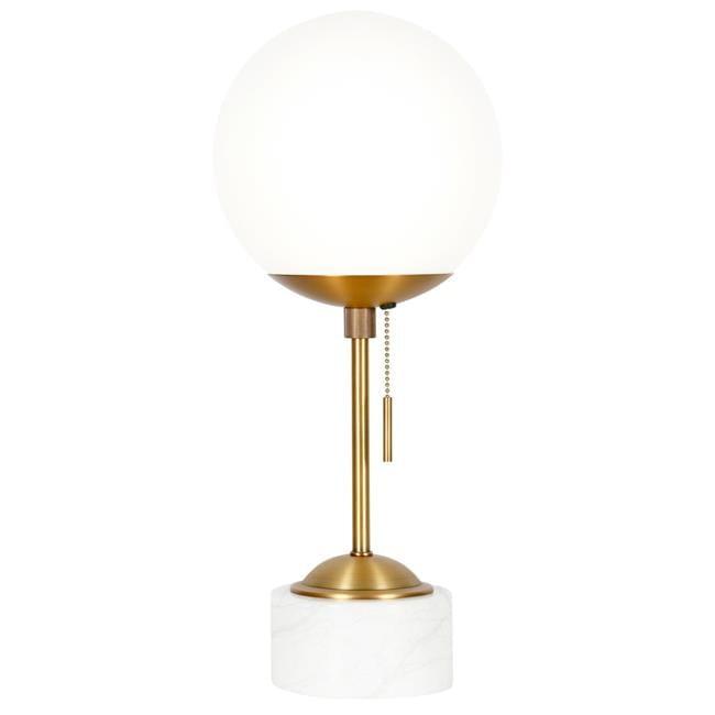 18" Gold and White Marble Globe Table Lamp