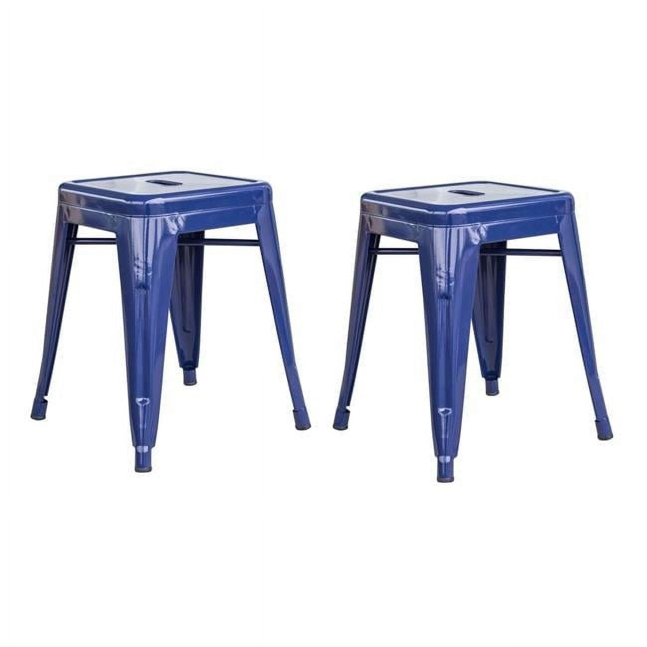 Loft Series 18" Blue Metal Backless Stools, Set of 2