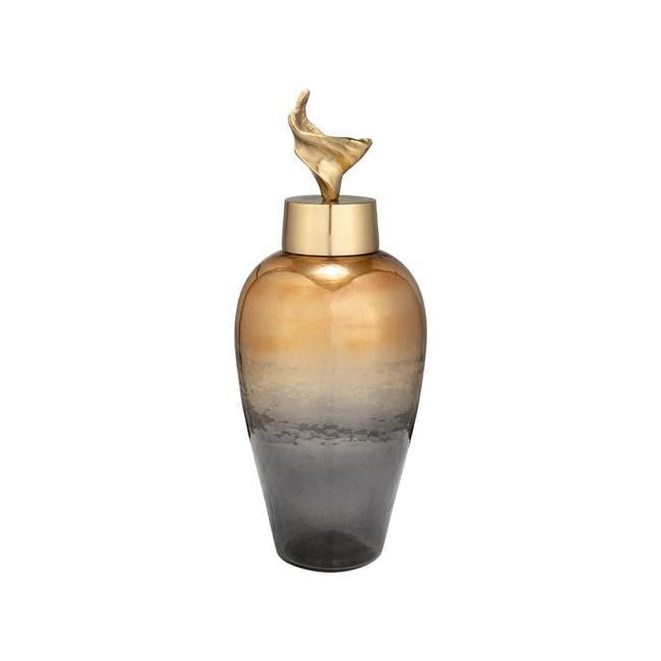 Sagebrook Home 18"h Metal Vase with Lily Lid, Bronze