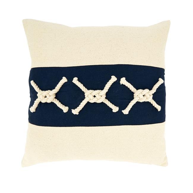 Saro Lifestyle Rope Knots Appliqué Poly Filled Throw Pillow, Blue, 18"x18"