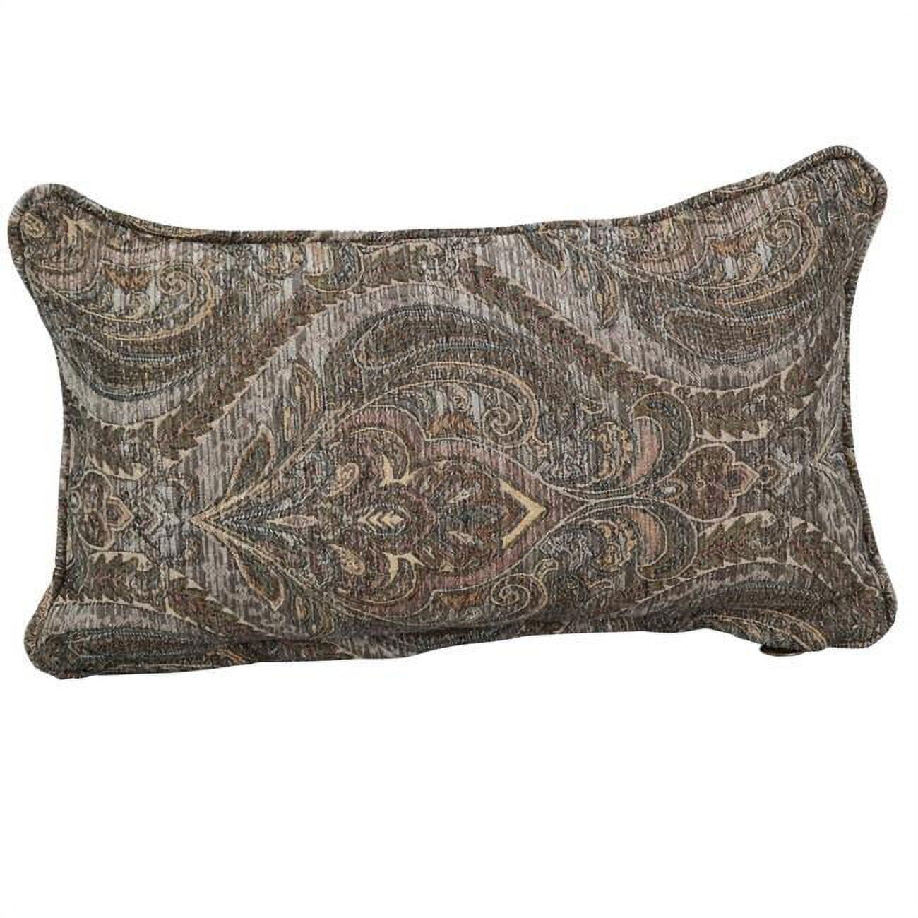 Gray Damask Jacquard Chenille Rectangular Throw Pillow