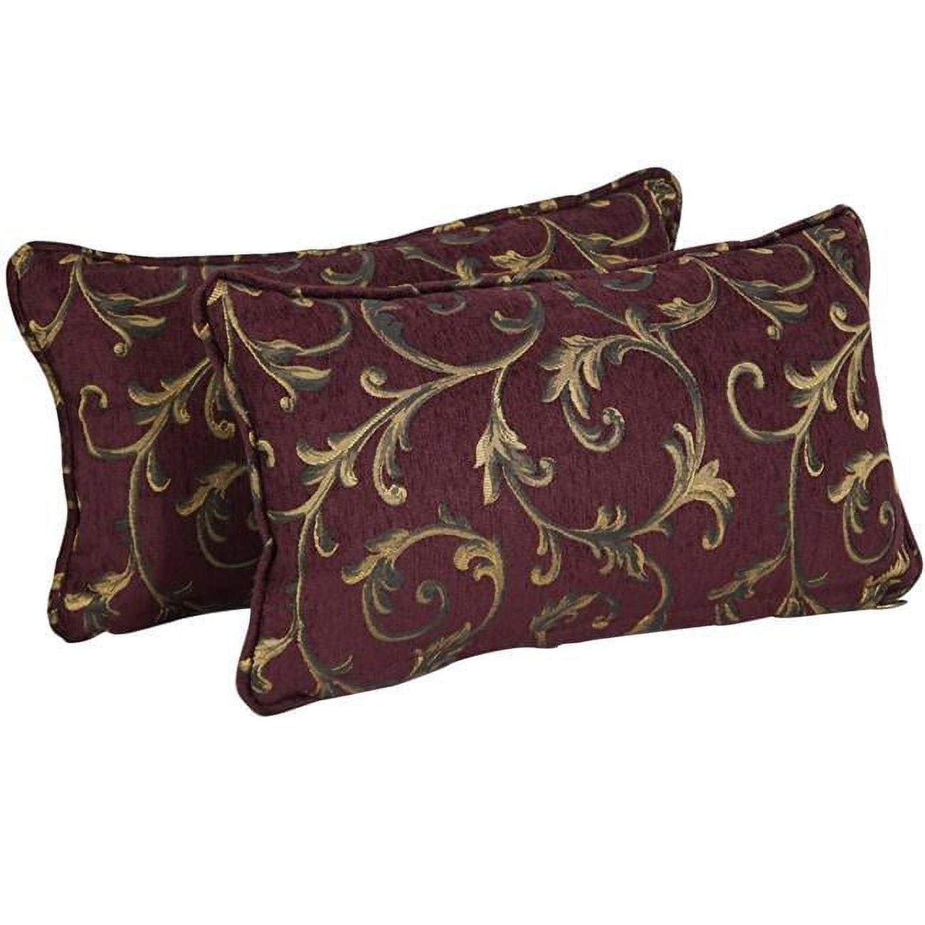 Burgundy Jacquard Chenille Rectangular Throw Pillows Set of 2