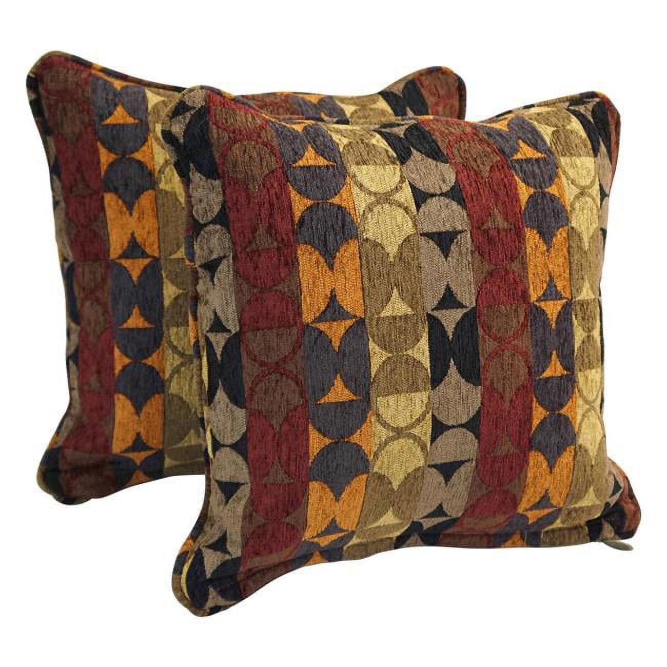 18-inch Colorful Geometric Jacquard Chenille Throw Pillows Set