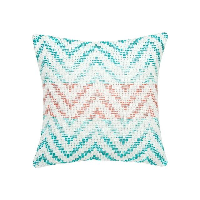 Chevron Coral and Green Throw Pillow