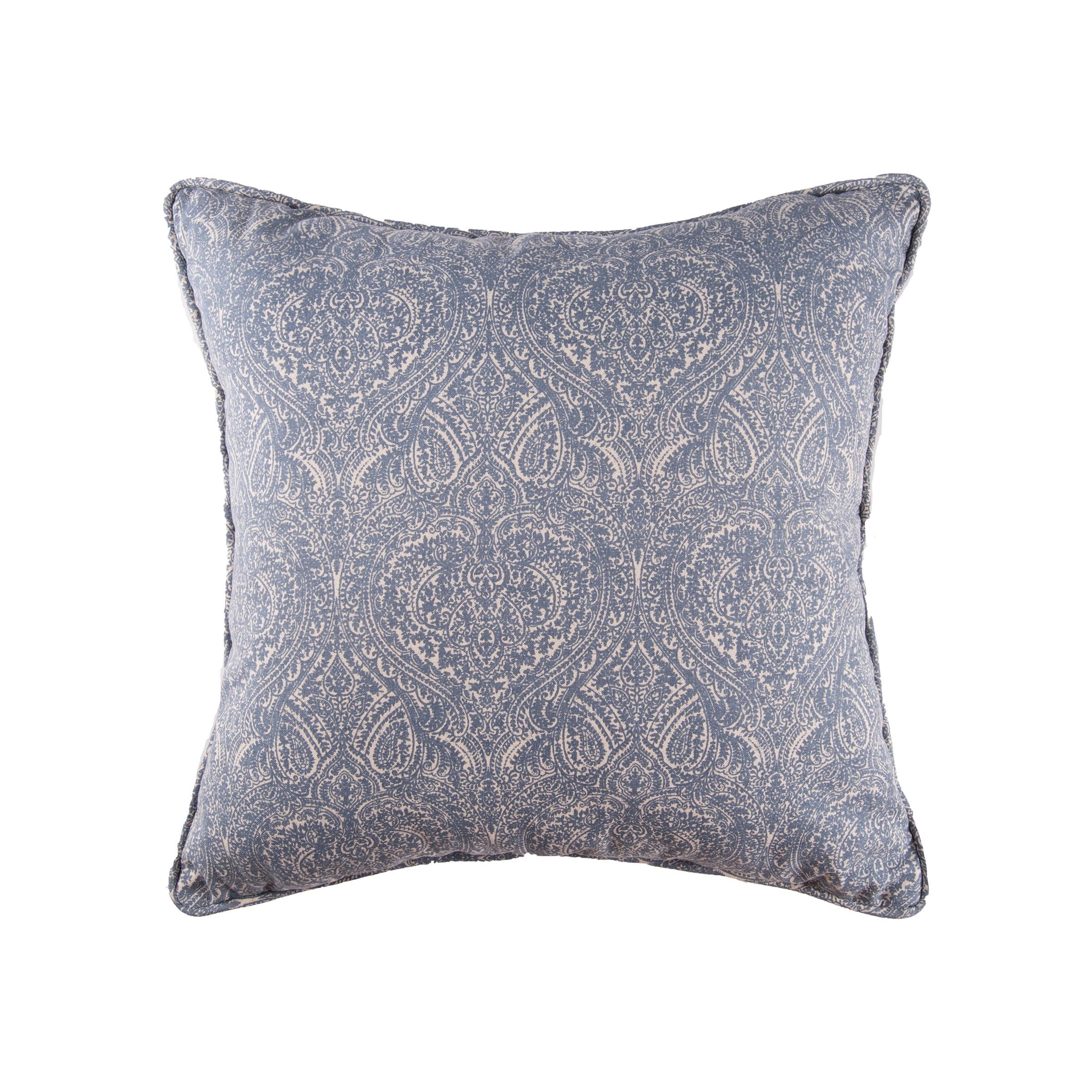 carol & frank 18" x 18" Desiree Damask Blue Cotton Decor Throw Pillow