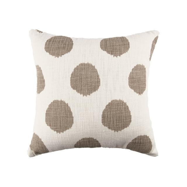 18" x 18" Polka Dot White & Dune Tan Cotton Decor Accent Throw Pillow