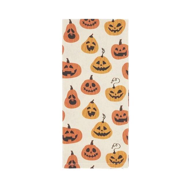 Saro Lifestyle Spice of Fall Pumpkin Kitchen Towel (Set of 4), Orange, 18"x28"