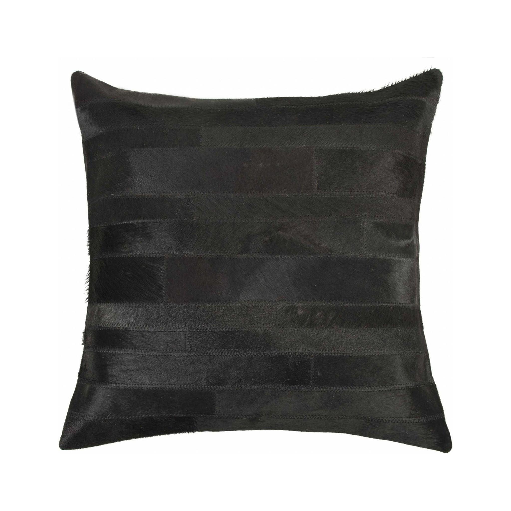 18" x 18" x 5" Chic Black Cowhide Kids Decorative Pillow