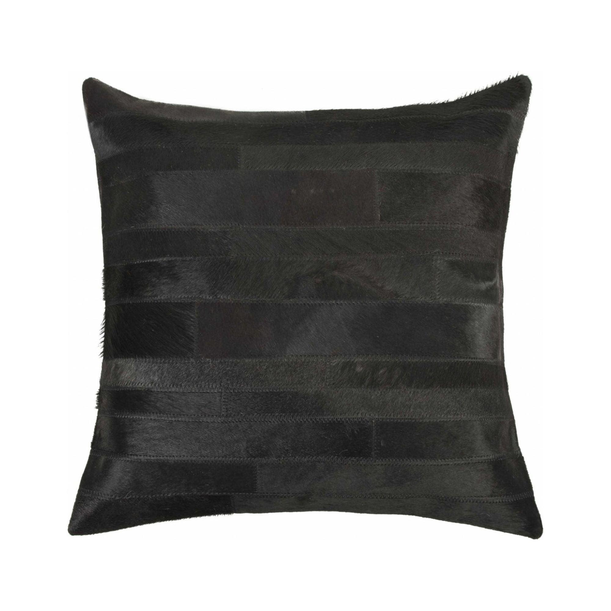 18" x 18" x 5" Chic Black Cowhide Kids Decorative Pillow