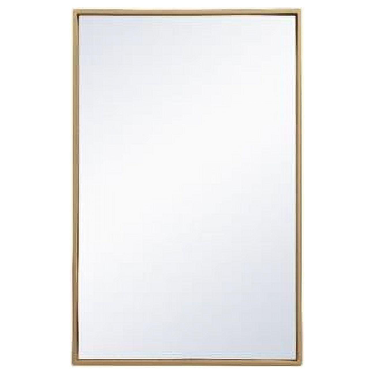 Transitional Thin Rounded Edge 18x28 Rectangular Mirror in Brass