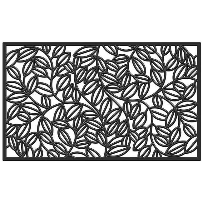 Black 18 x 30 Inch Rubber Outdoor Doormat with Vine Design