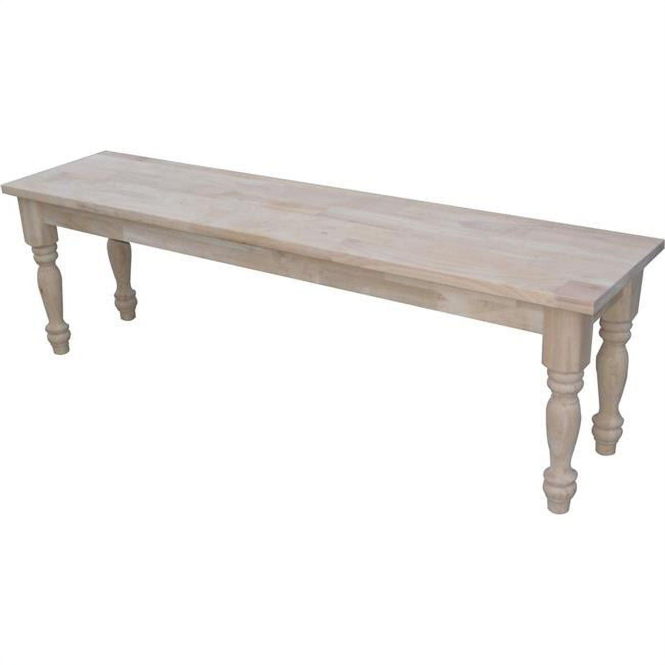 Elegant Farmhouse 62" Unfinished Solid Hardwood Bench