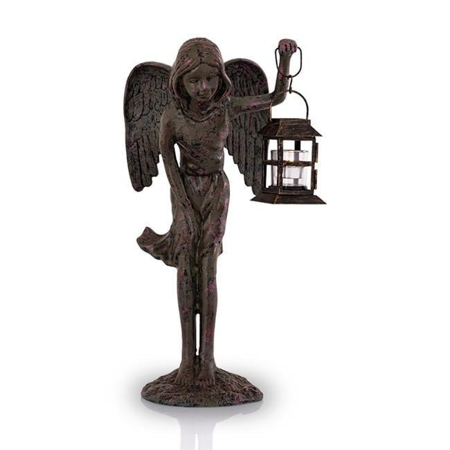 18" Bronze Angel Girl Garden Lantern with Glass