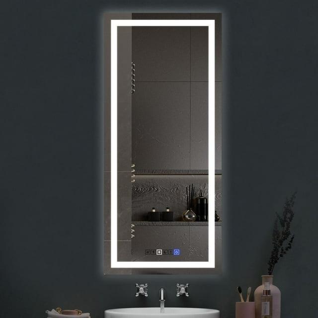 18"x40" LED Dimmable Bathroom Mirror Rectangle LED Lighted Wall Mounted Mirror for Vanity Room with Touch Button and Anti-Fog Function by Fab Glass and Mirror