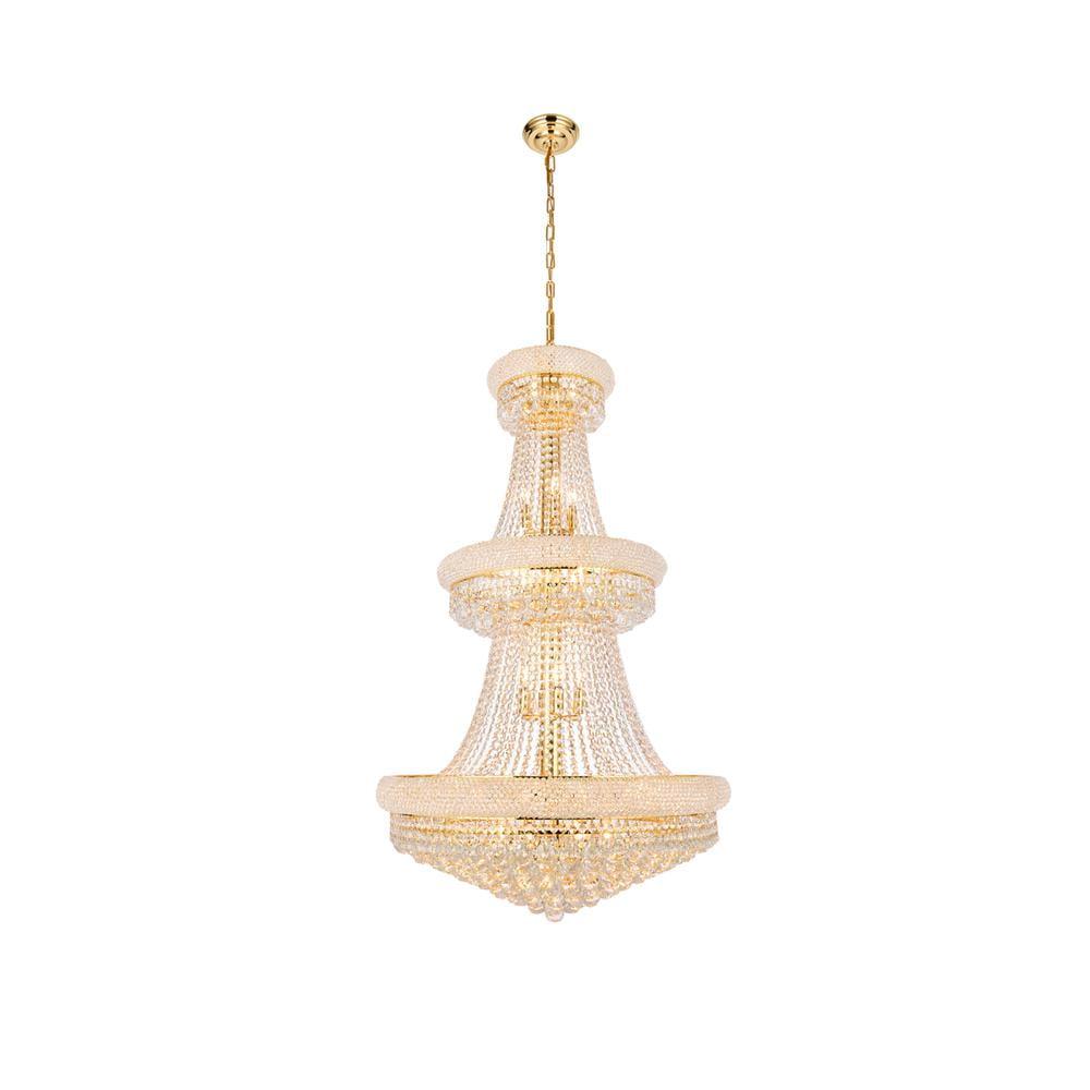 1800 Primo Collection Chandelier D:30in H:50in Lt:32 Gold Finish (Royal Cut Crystals)