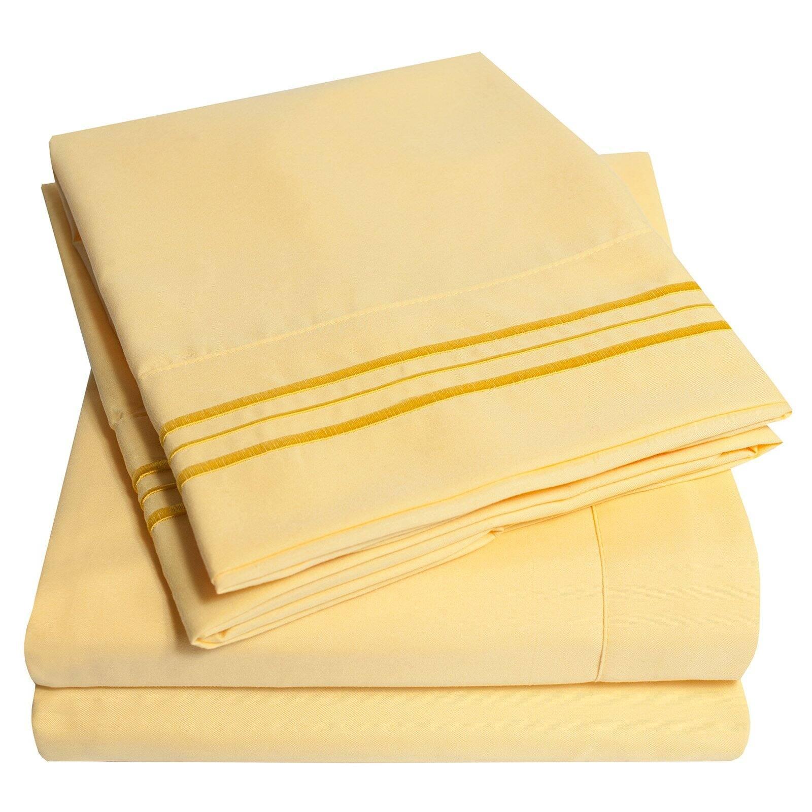 Pale Yellow Full Deep Pocket Microfiber Sheet Set