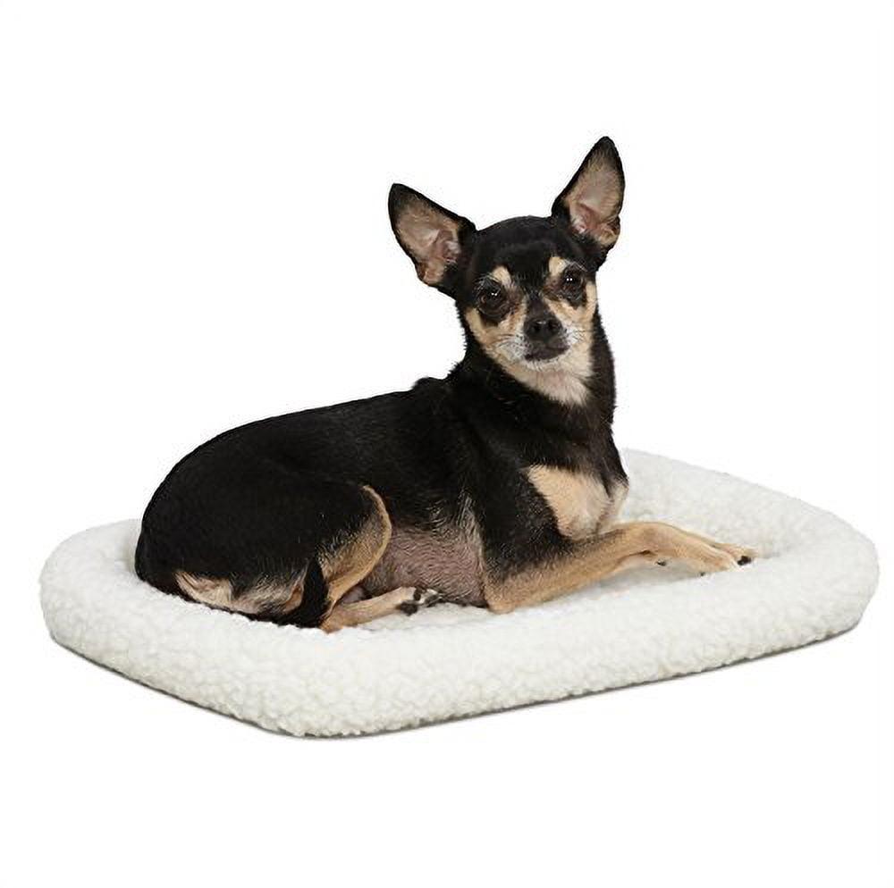 18-Inch White Fleece Bolstered Dog Bed