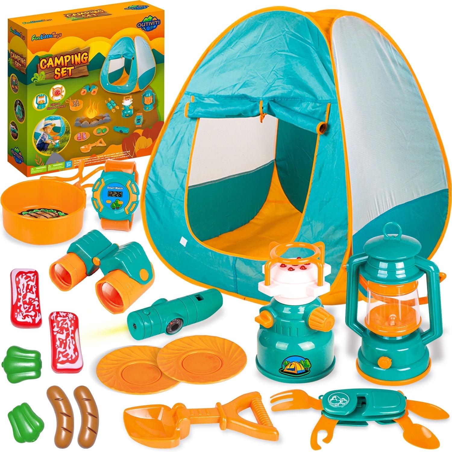 Fun Little Toys Camping Tent with Tools and Food, 18 pcs