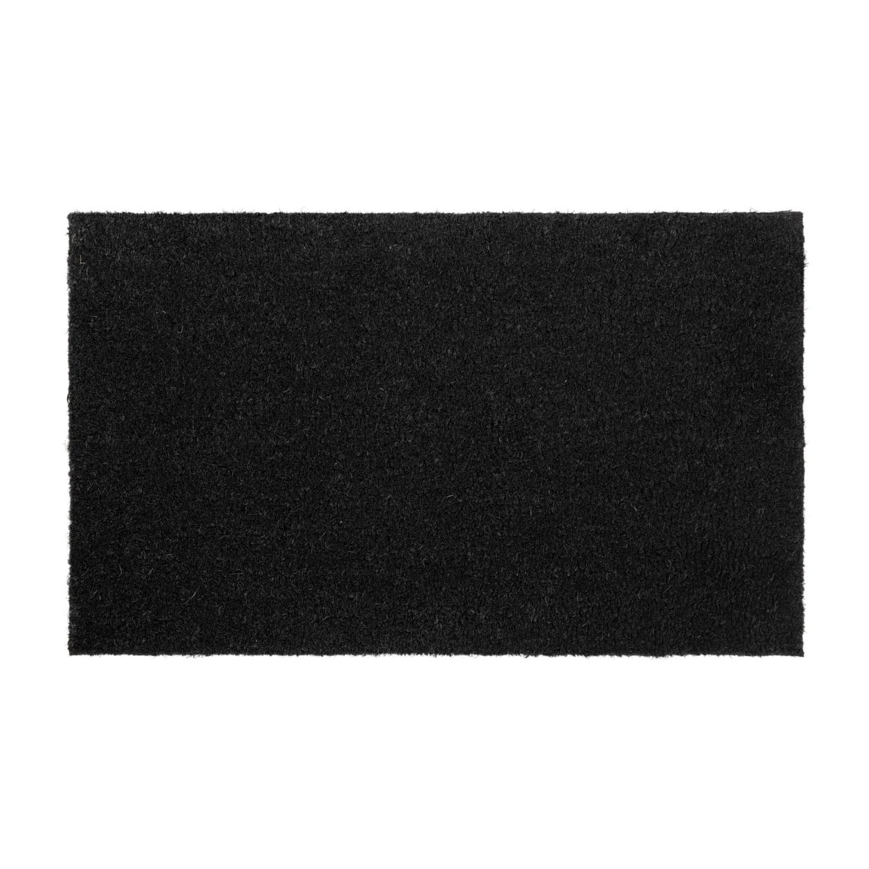 Solid Black Natural Coir 18" x 30" Outdoor Doormat with Non-Slip Backing