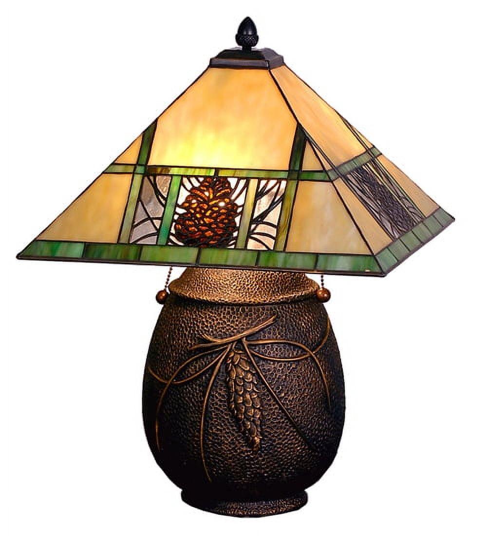 Pinecone Ridge 19.5" Bronze Stained Glass Adjustable Desk Lamp