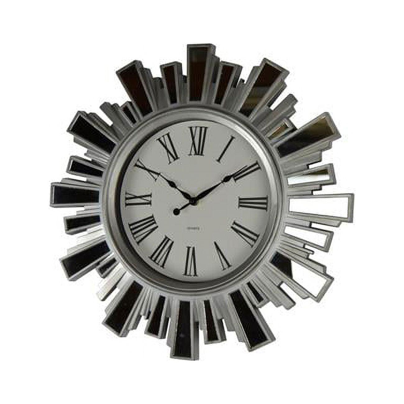 19.5 in. Round Silver Wall Clock with Mirrors