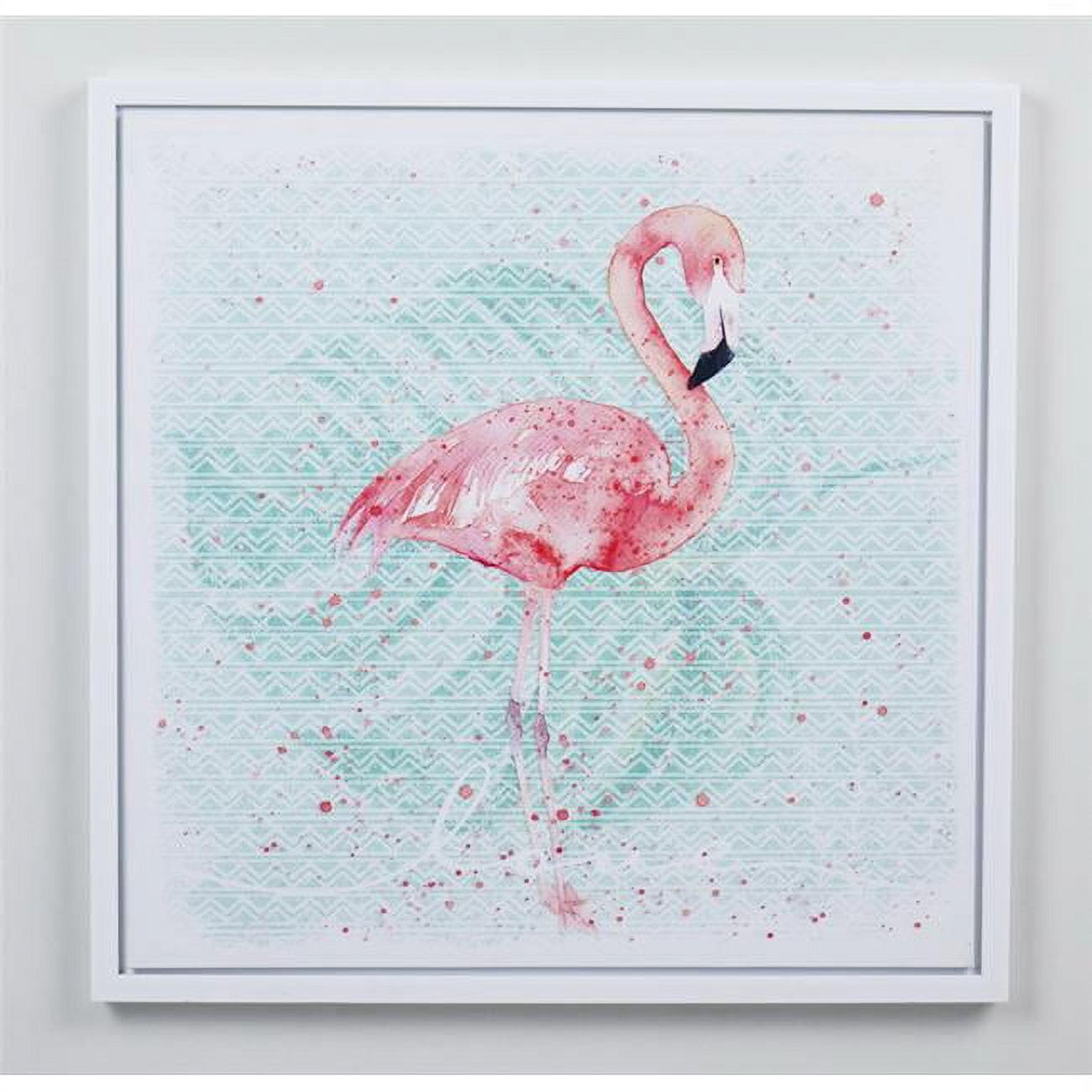 19.68 in. Pink Flamingo Canvas Wall Art with Green Background