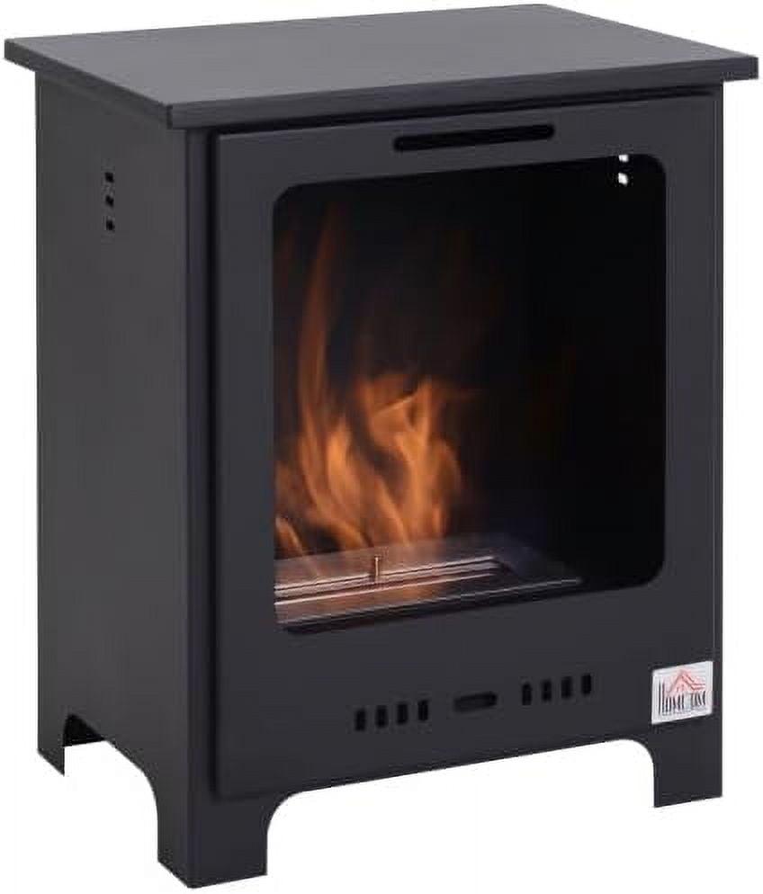 19.75" Ethanol Fireplace, Freestanding Alcohol Fireplace Stove with 0.25 Gal Tank Capacity, Flame Snuffer - Black