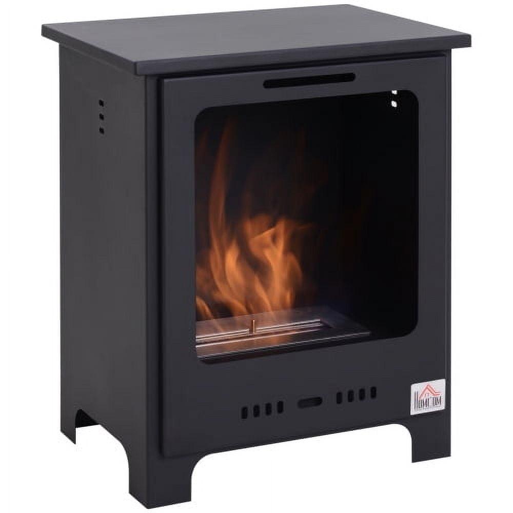 19.75" Ethanol Fireplace, Freestanding Alcohol Fireplace Stove with 0.25 Gal Tank Capacity, Flame Snuffer - Black