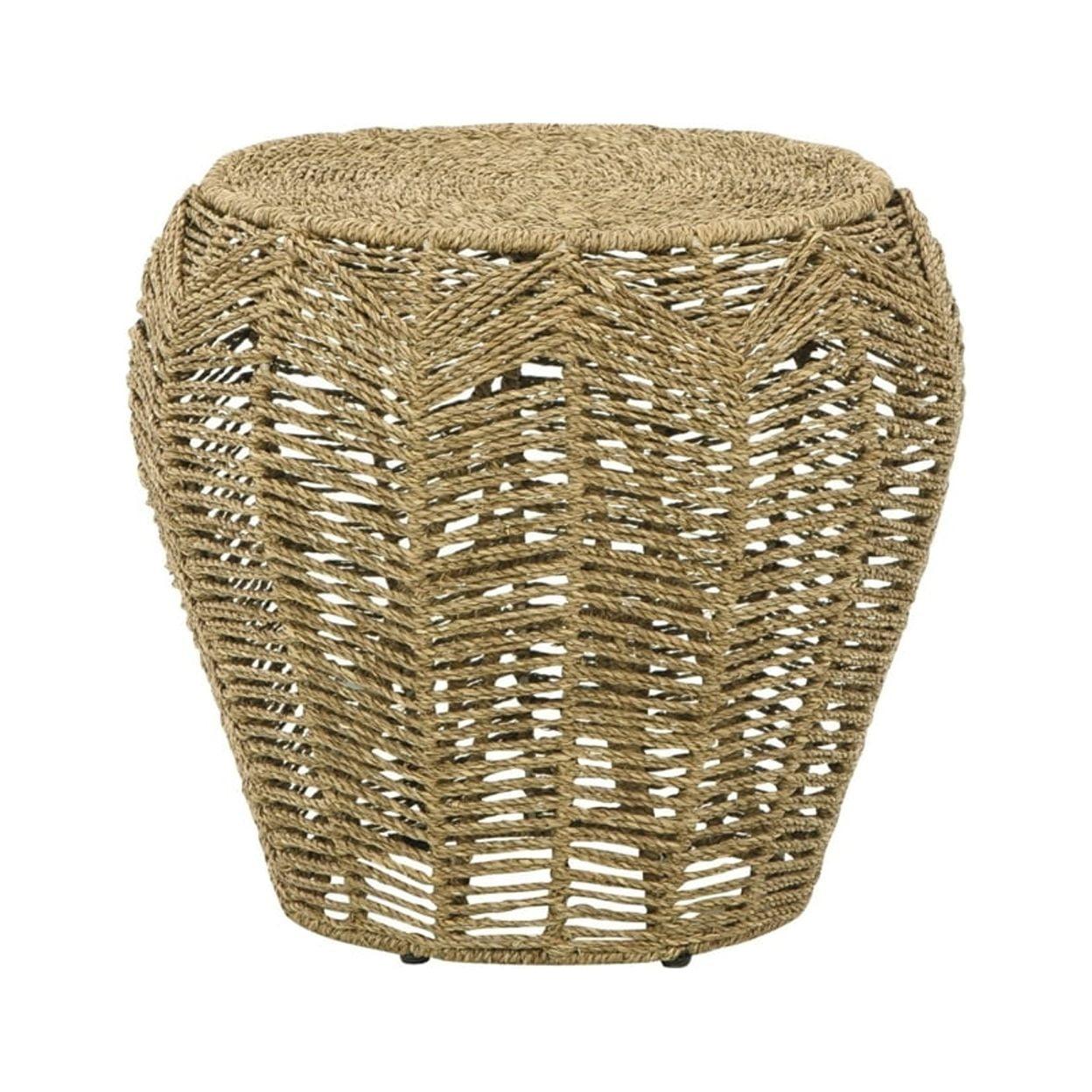 19 Inch Natural Brown Woven Seagrass Side Stool