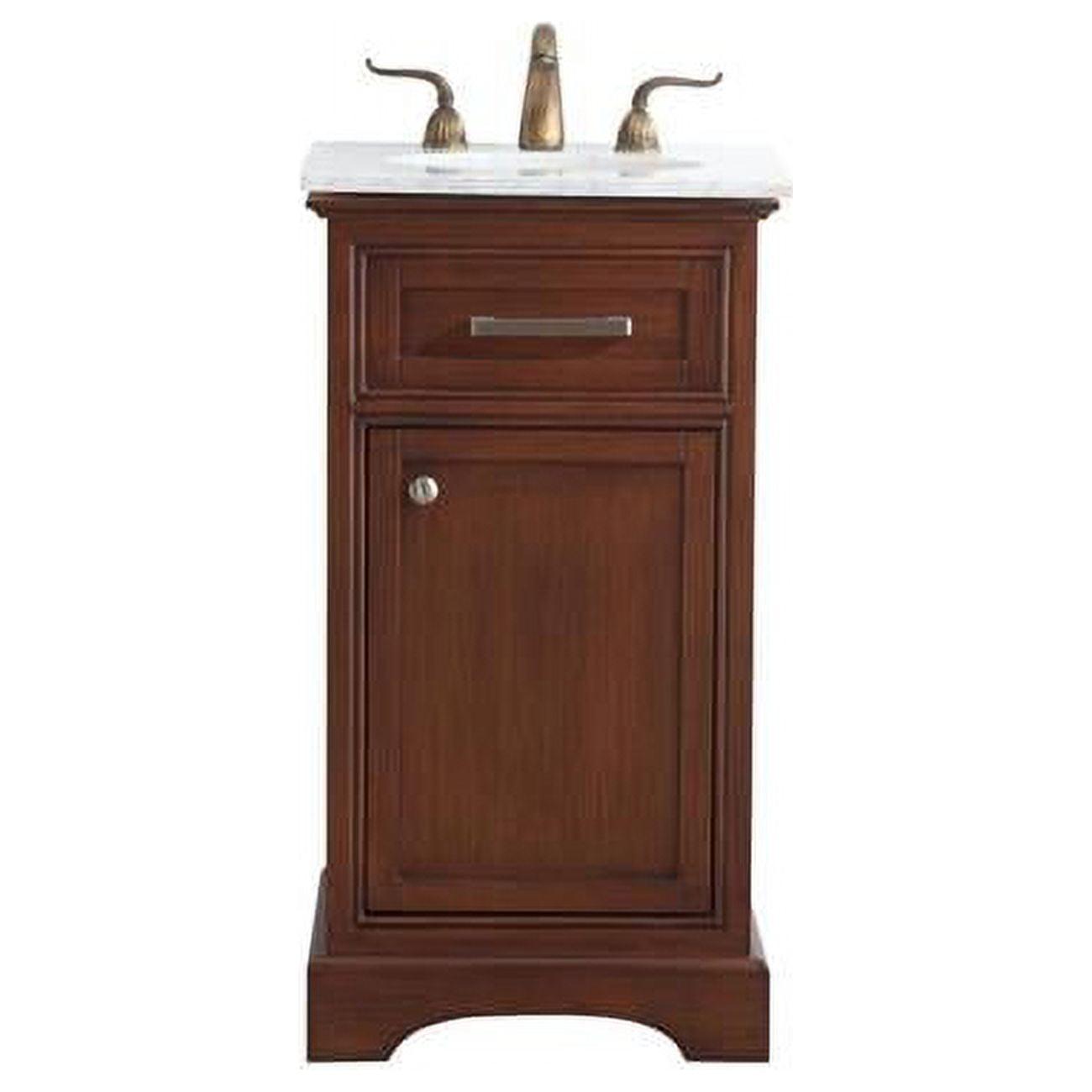 Teak Single Bathroom Vanity with Marble Top