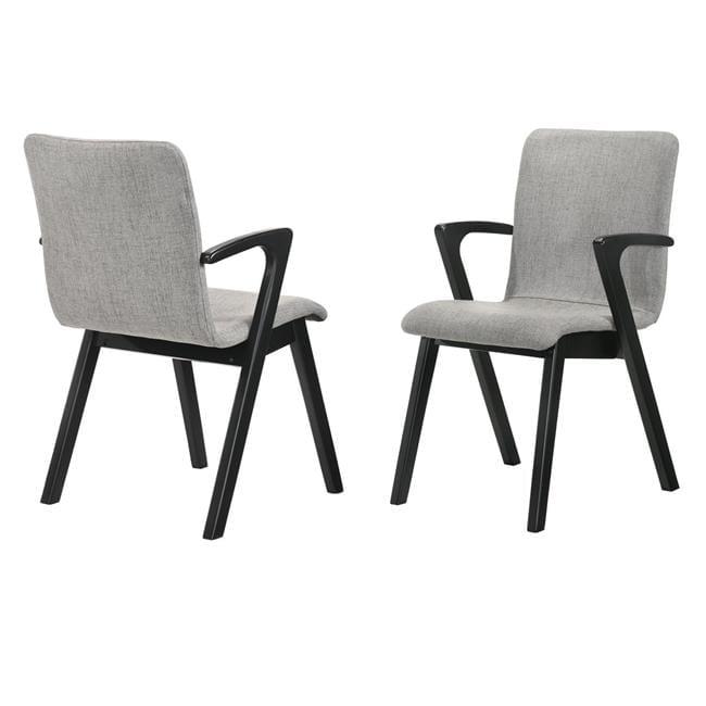 Set of 2 Varde Mid-Century Upholstered Dining Chairs Black - Armen Living: Modern Kitchen Seating, Wood Frame