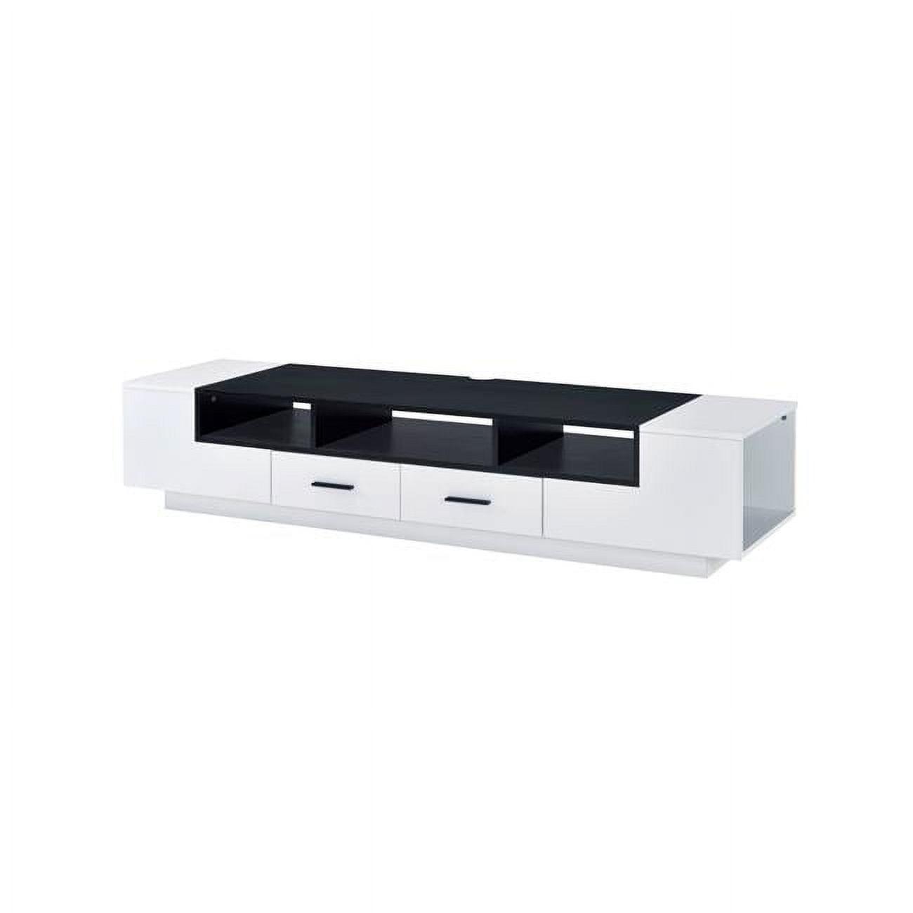 Black and White 69" Modern TV Stand with Cabinet