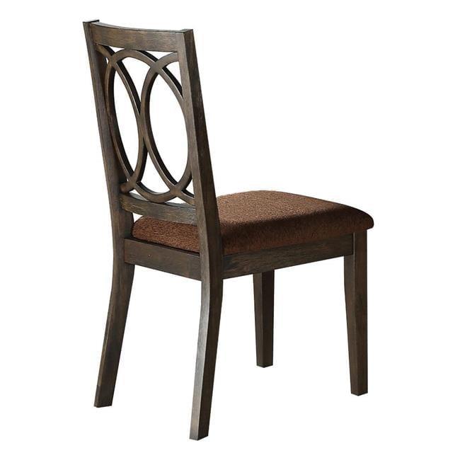 Set of 2 19" Jameson Dining Chairs Brown Fabric/Espresso - Acme Furniture: Upholstered, Traditional Design, Wood Frame