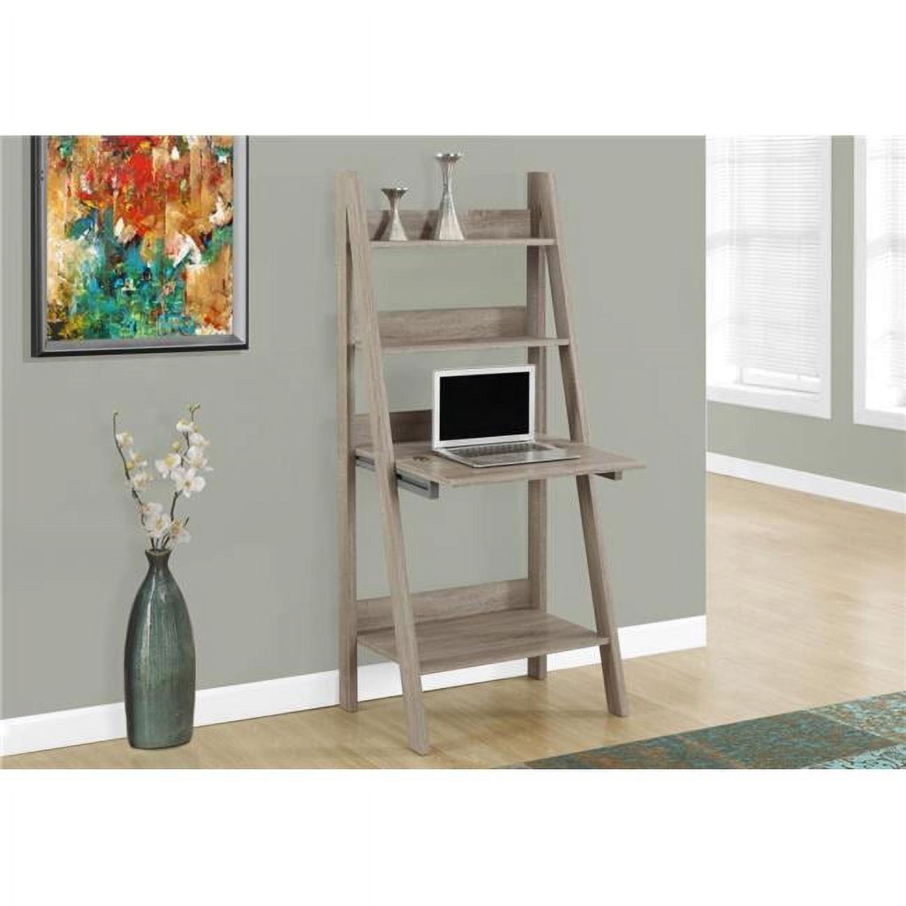 Contemporary White Wood Ladder-Style Desk with Drawer