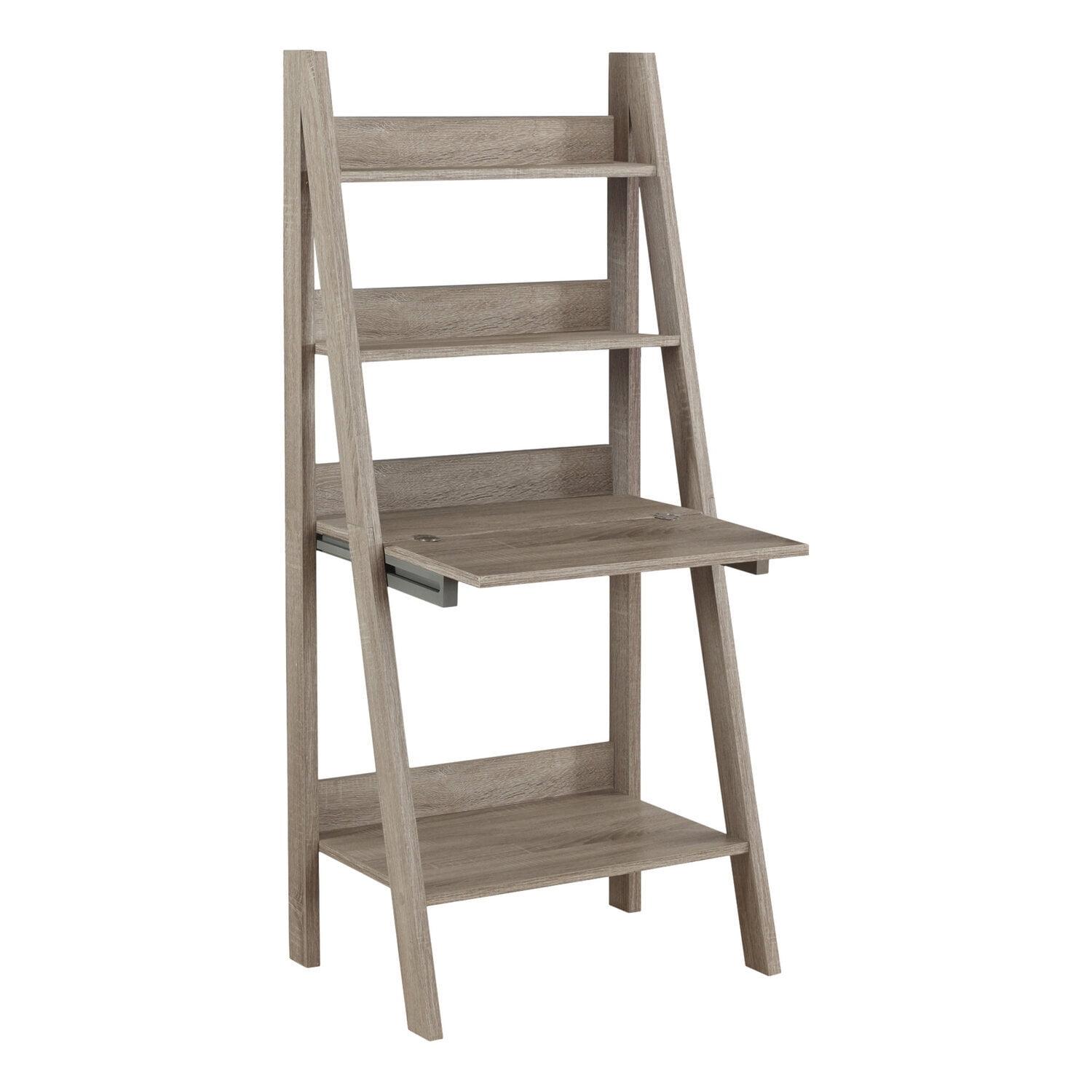 Contemporary White Wood Ladder-Style Desk with Drawer