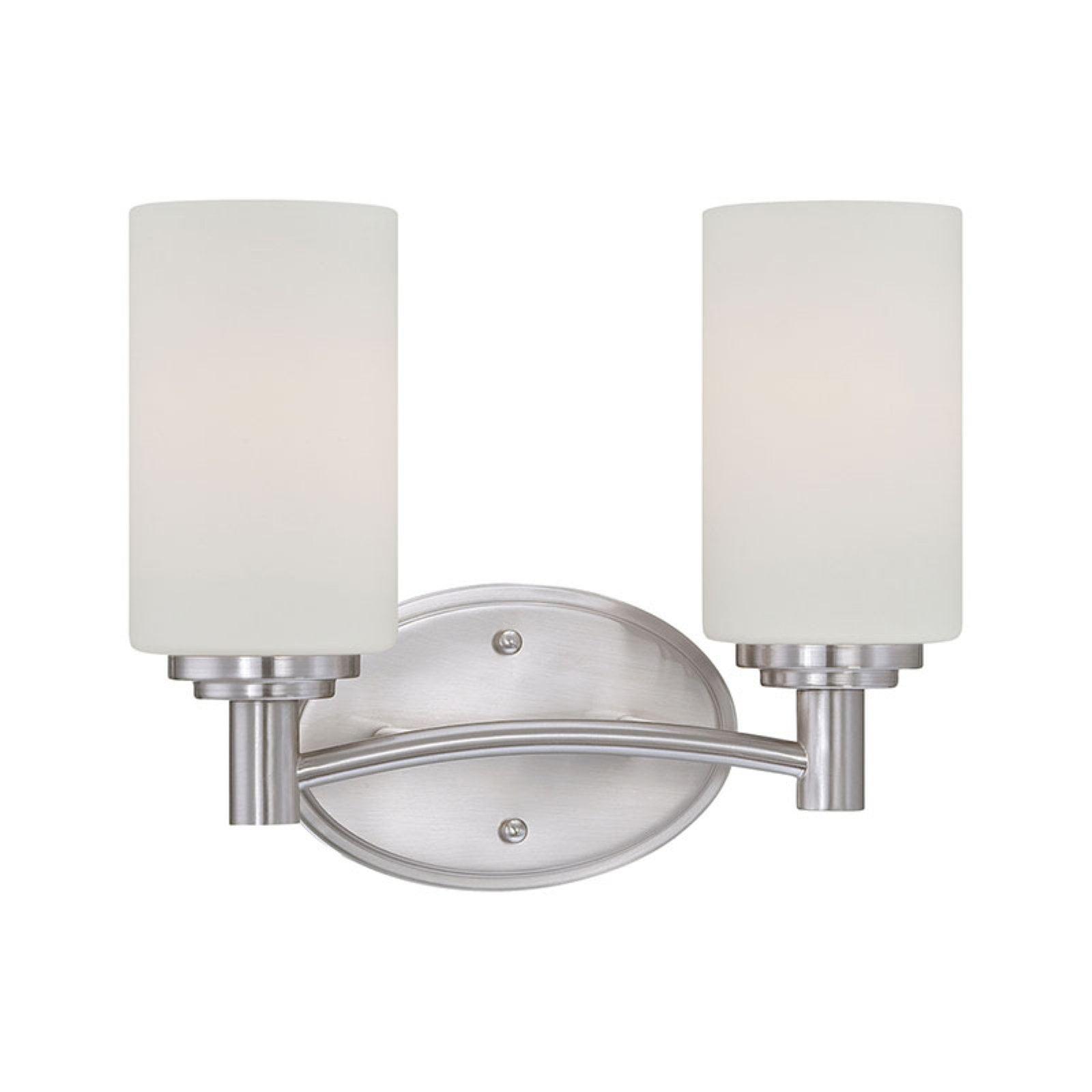 Elegant Brushed Nickel 2-Light Vanity Wall Sconce with Frosted Glass