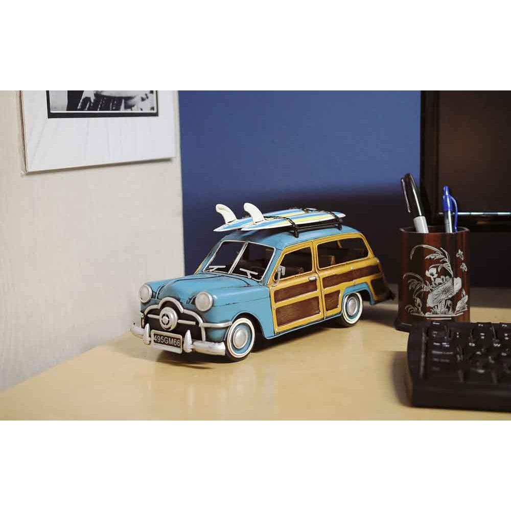 1949 Green Ford Wagon Car W/Two Surfboards