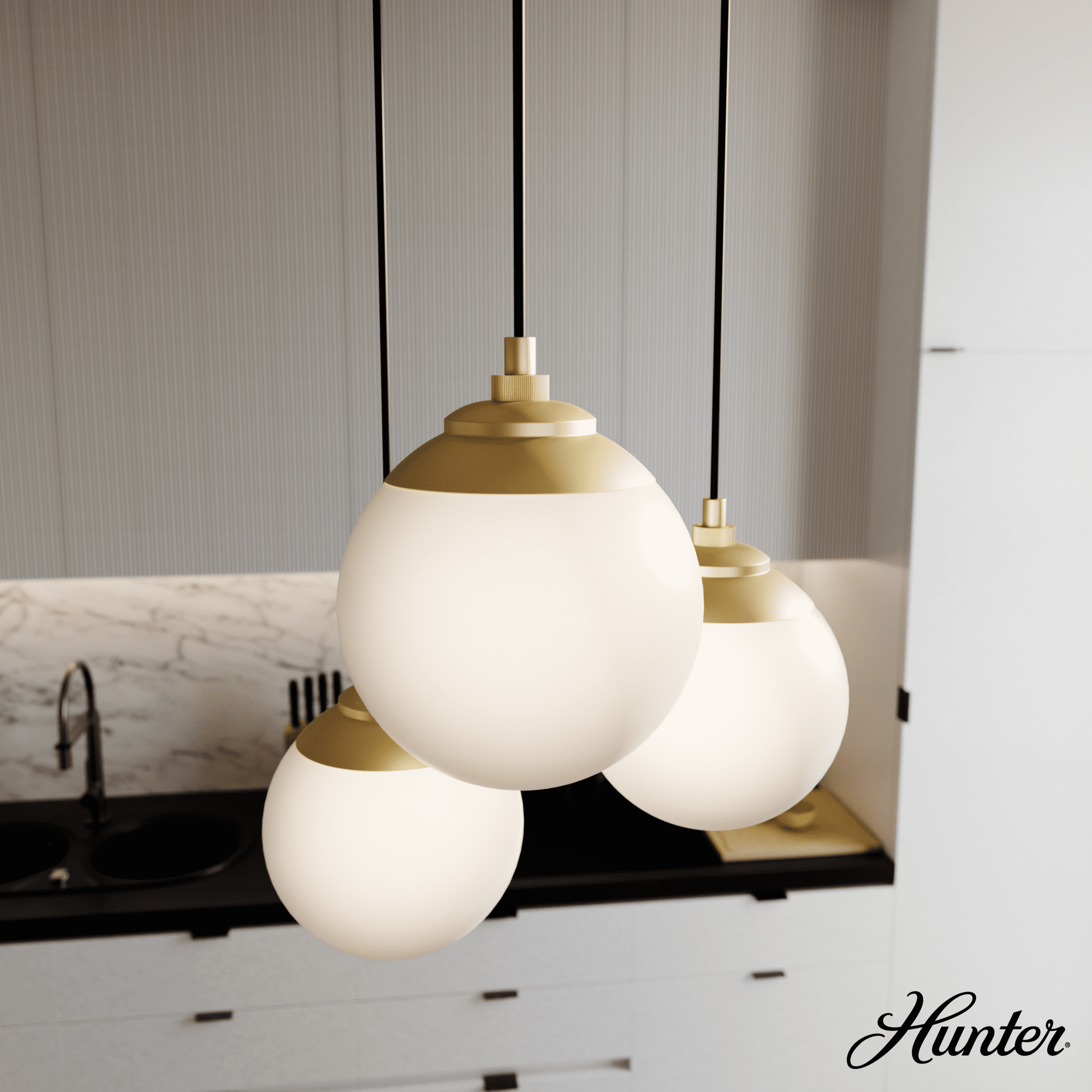Hunter Fan Hepburn 3 - Light Cluster Globe Pendant