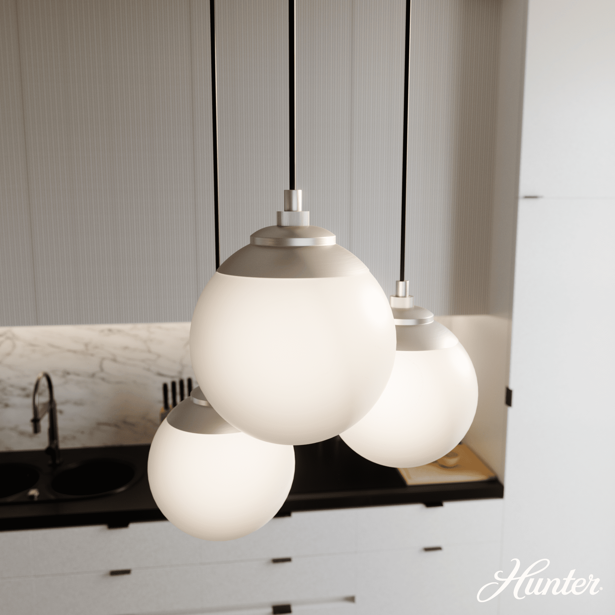 Hunter Fan Hepburn 3 - Light Cluster Globe Pendant