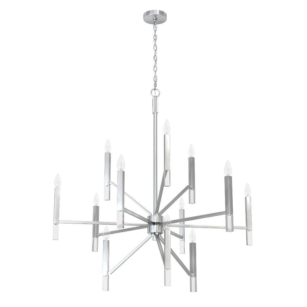 Elegant Sunjai 12-Light Nickel & Crystal 3-Tier Chandelier