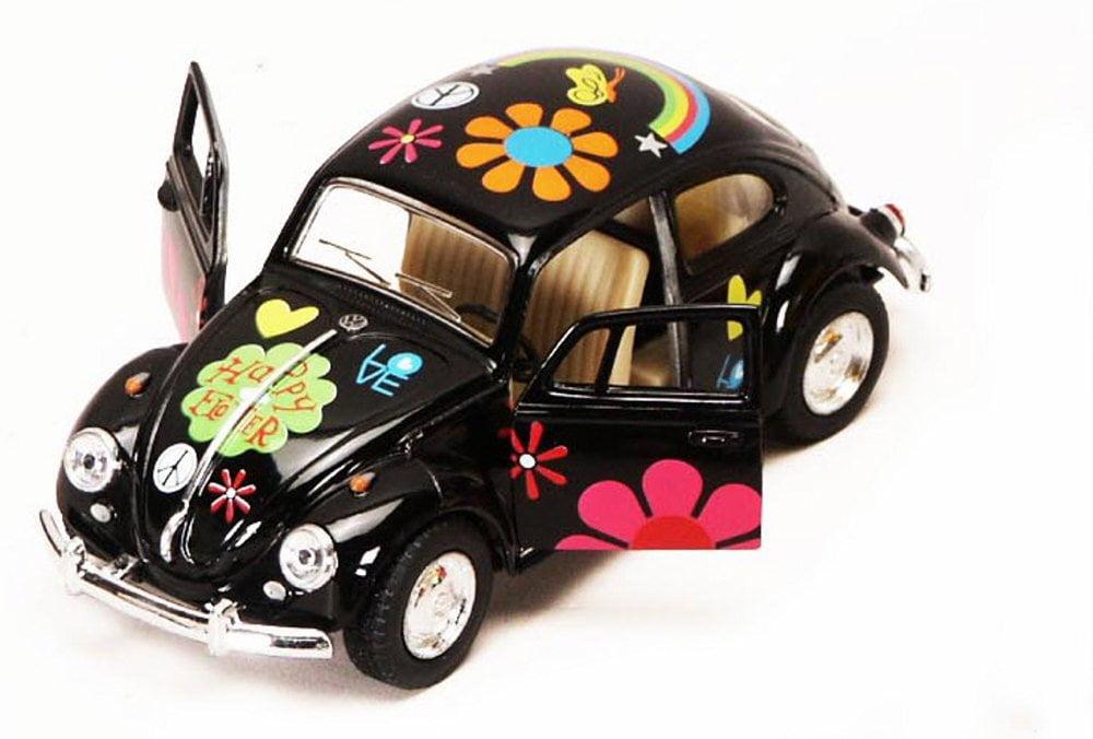 1967 Volkswagen Beetle w/ Decals, Black - Kinsmart 5057DF - 1/32 scale Diecast Model Toy Car (Brand New, but NOT IN BOX)