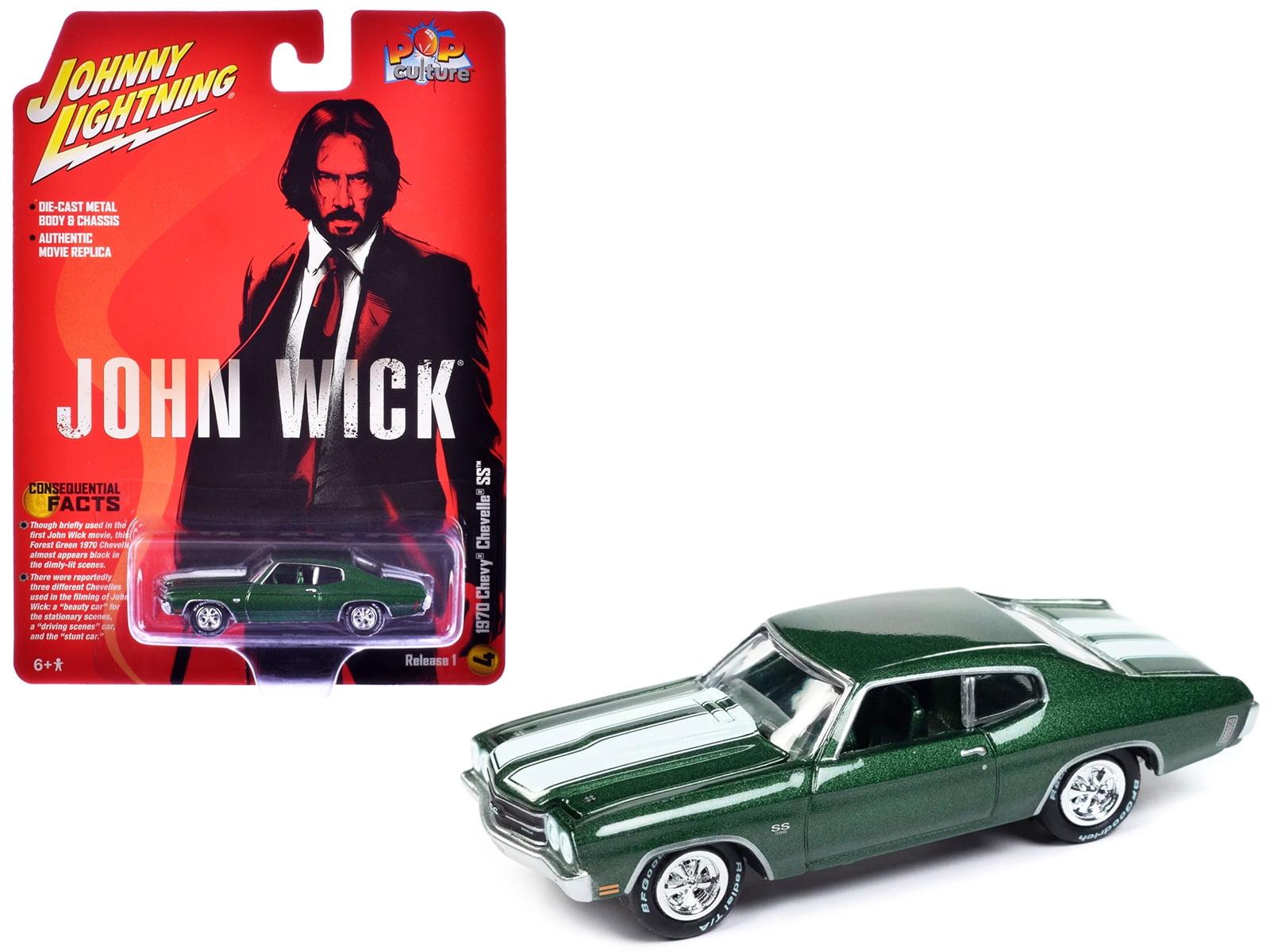 1970 Chevrolet Chevelle SS Forest Green Metallic with White Stipes "John Wick" (2014) 1/64 Diecast Model Car by Johnny Lightning