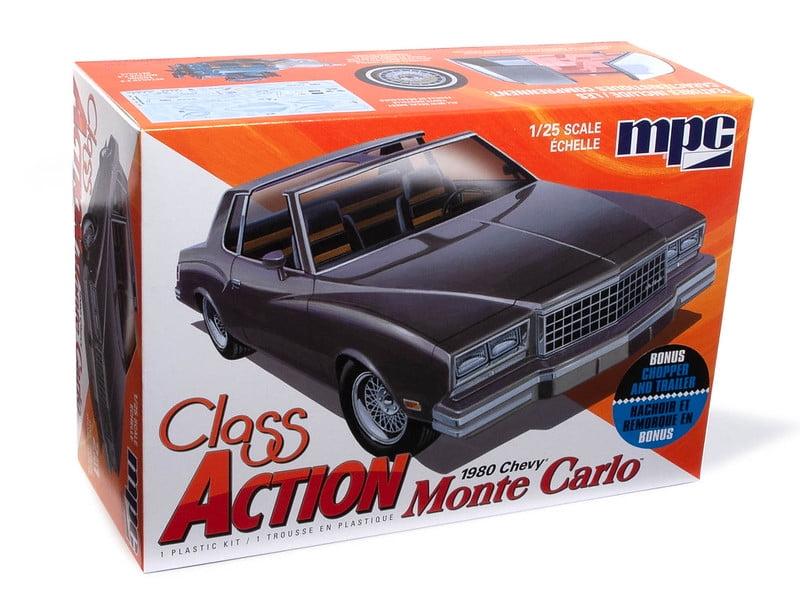 Skill 2 Model Kit 1980 Chevrolet Monte Carlo "Class Action" with Motorcycle and Trailer (Skill 2) 1/25 Scale Model Car by MPC