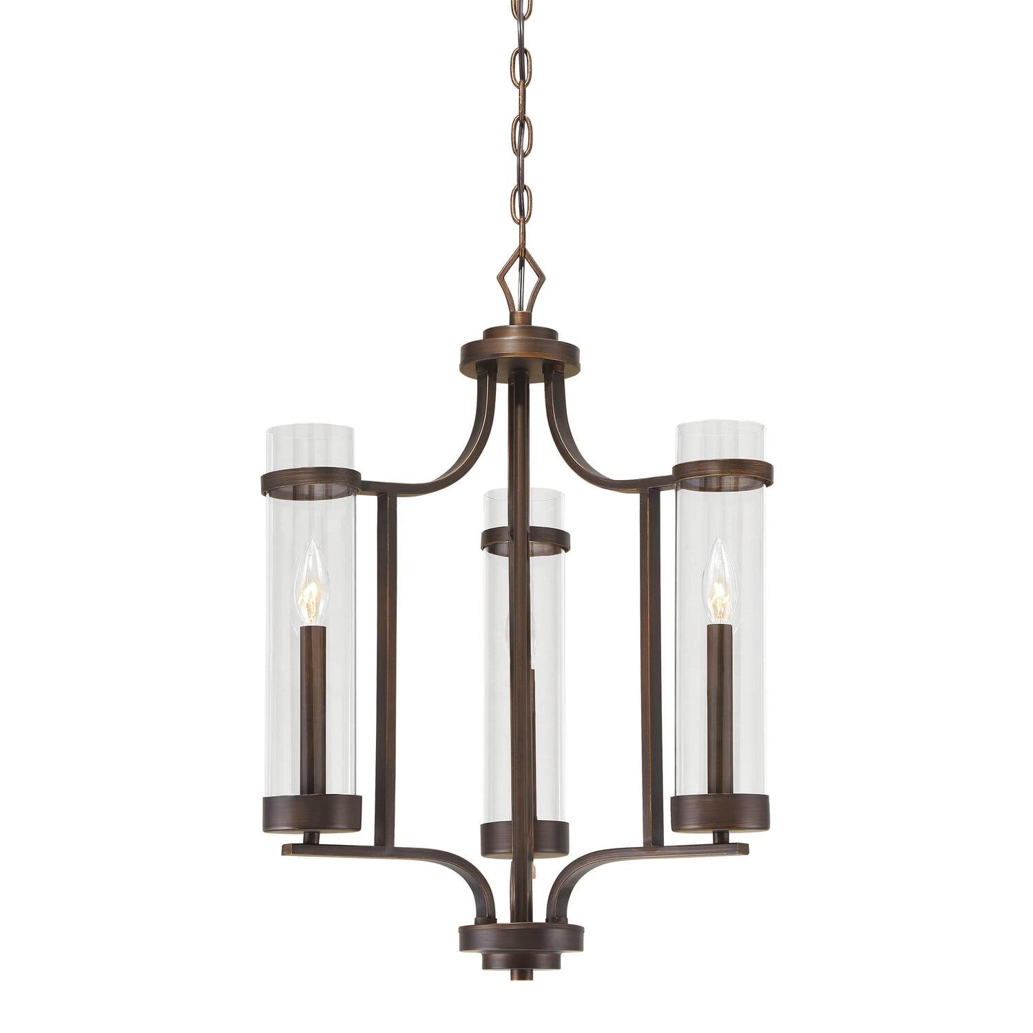 Elegant Rubbed Bronze 20" Crystal Chandelier