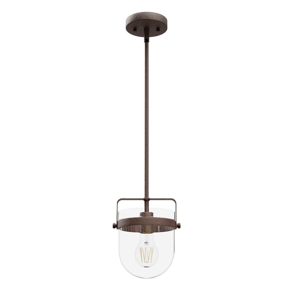 Karloff Textured Rust 1-Light Pendant with Bell-Shaped Glass