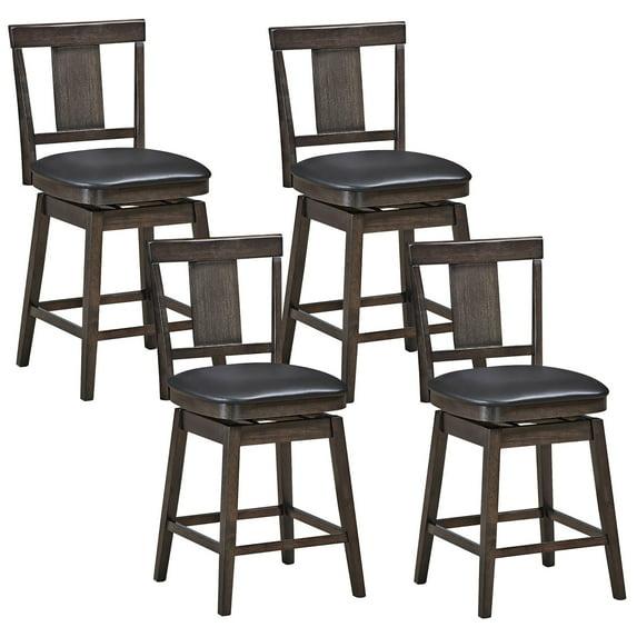 1PC\2PCS\3PCS\4PCS Swivel Bar Stool 24 inch Upholstered Counter Height Bar Chair W/Rubber Wood Legs
