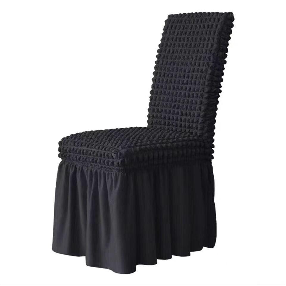 Black Stretch Spandex Dining Chair Cover with Skirt